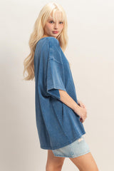 Light Navy Oversized Mineral Wash T-Shirt