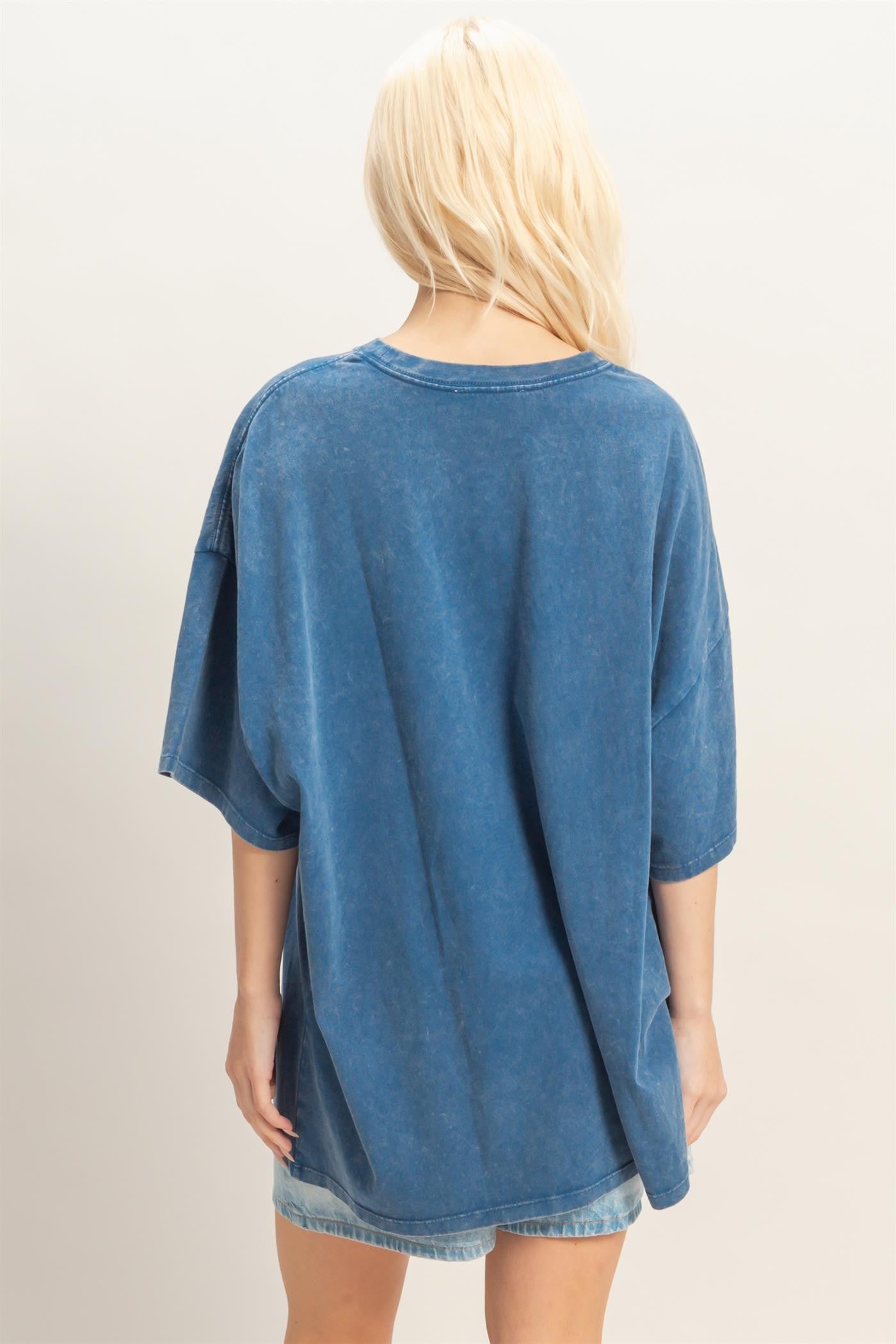 Light Navy Oversized Mineral Wash T-Shirt