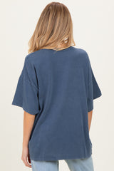 Light Navy Oversized Mineral Wash Maternity T-Shirt