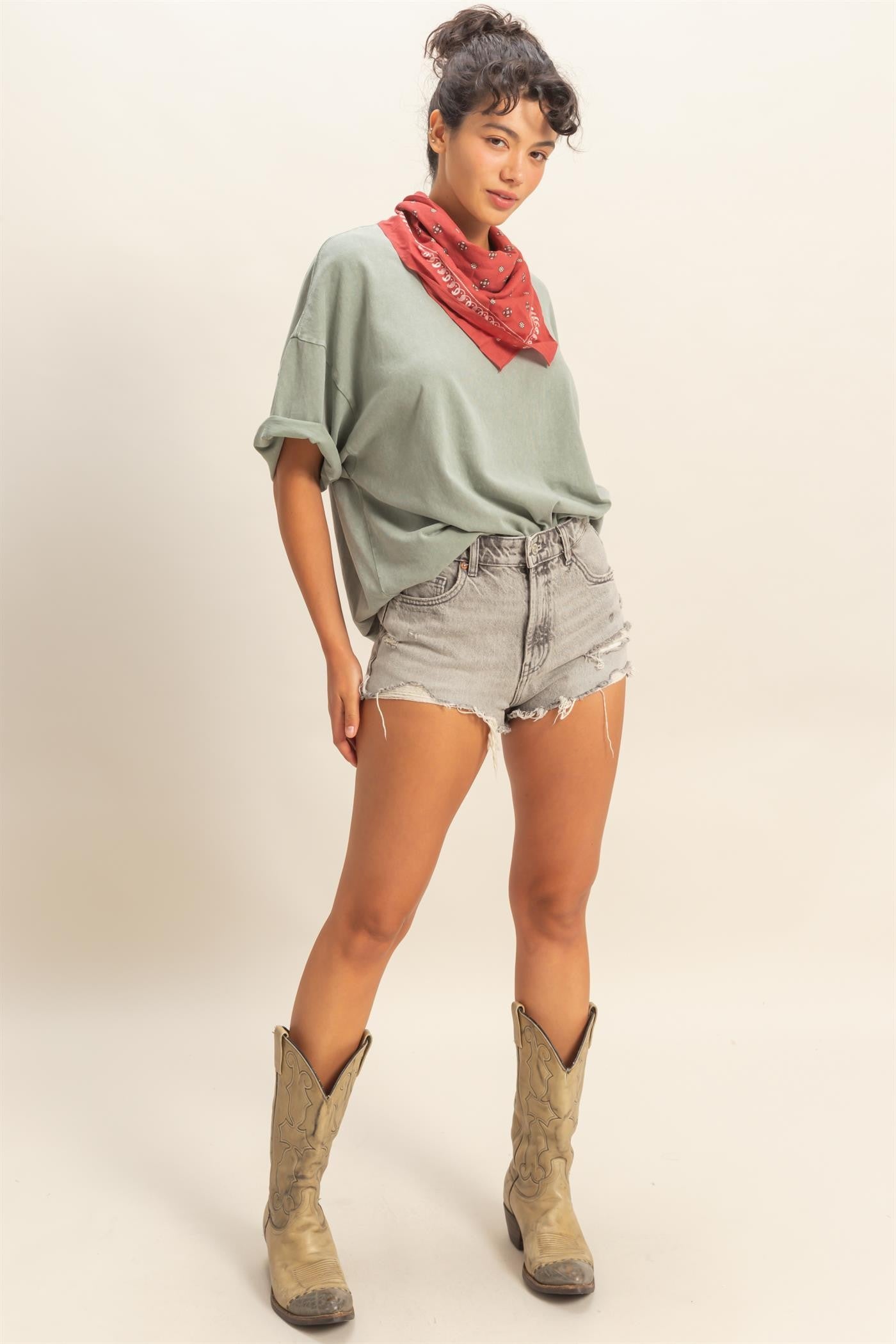 Sage Oversized Mineral Wash T-Shirt