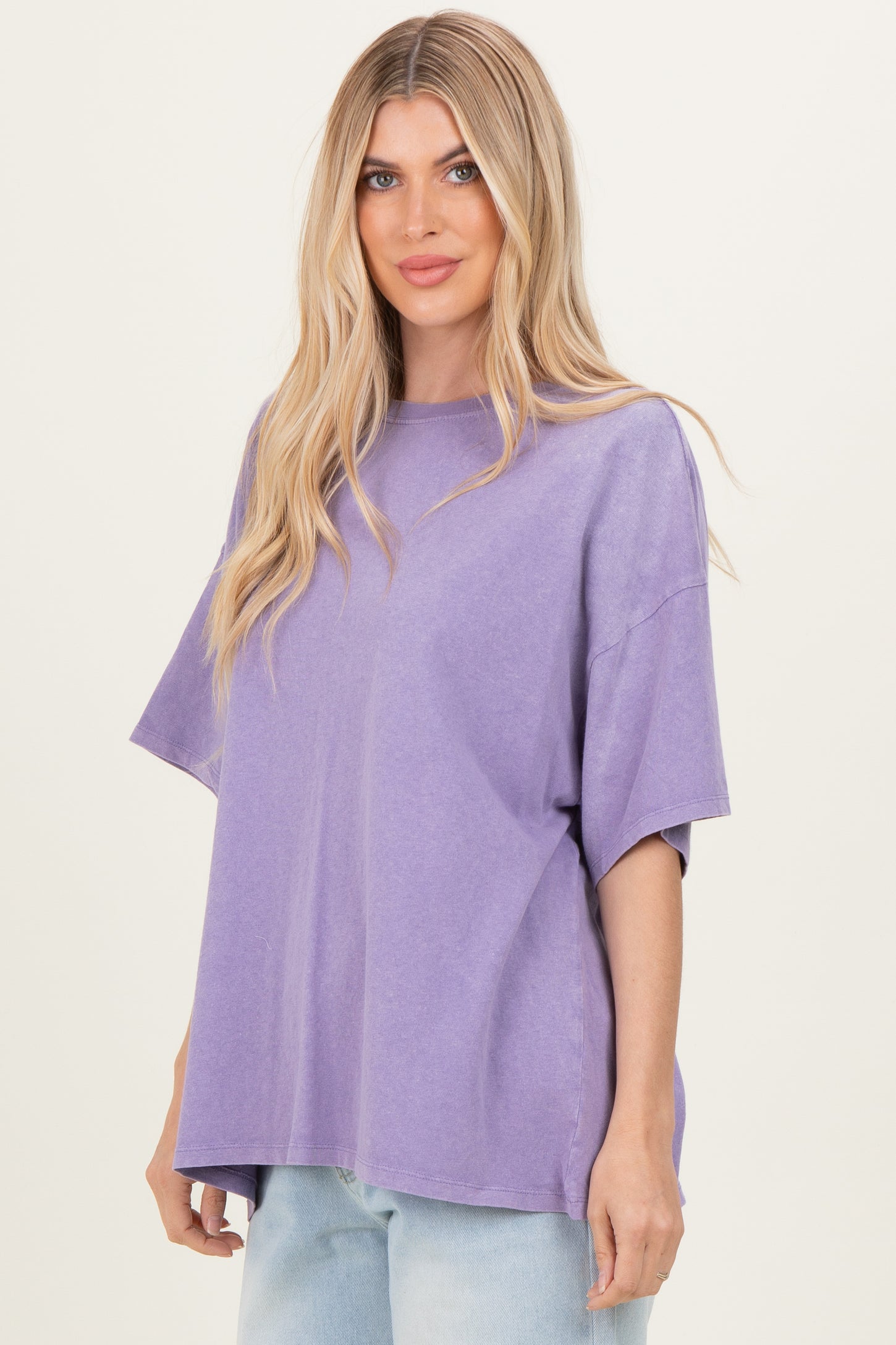 Dusty Purple Oversized Mineral Wash T-Shirt