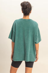 Dark Teal Oversized Mineral Wash T-Shirt