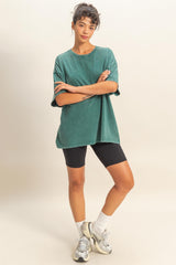 Dark Teal Oversized Mineral Wash T-Shirt
