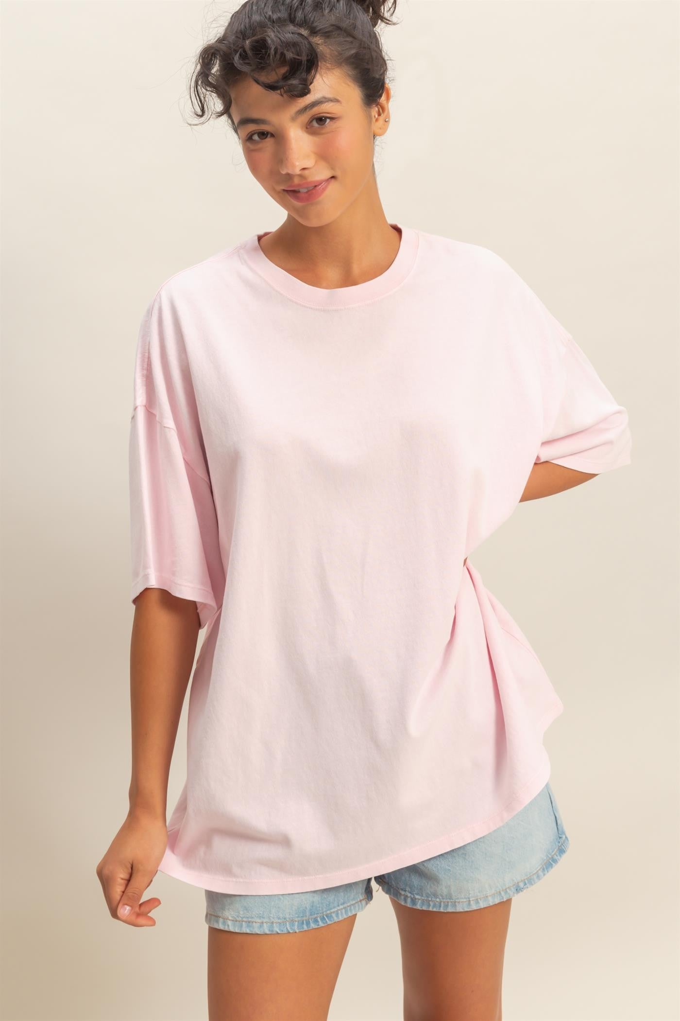 Soft Pink Oversized Mineral Wash Maternity T-Shirt
