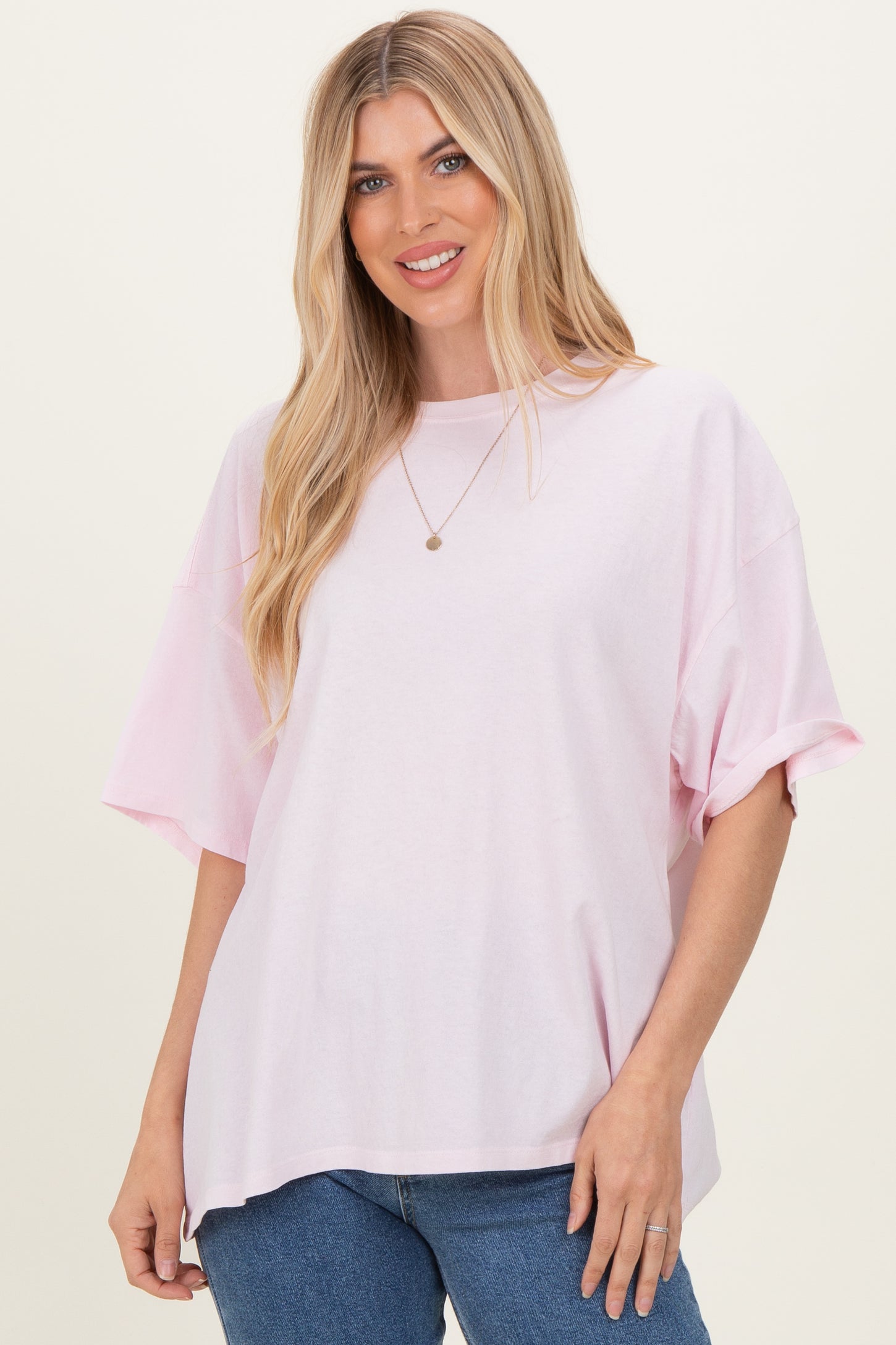 Soft Pink Oversized Mineral Wash T-Shirt