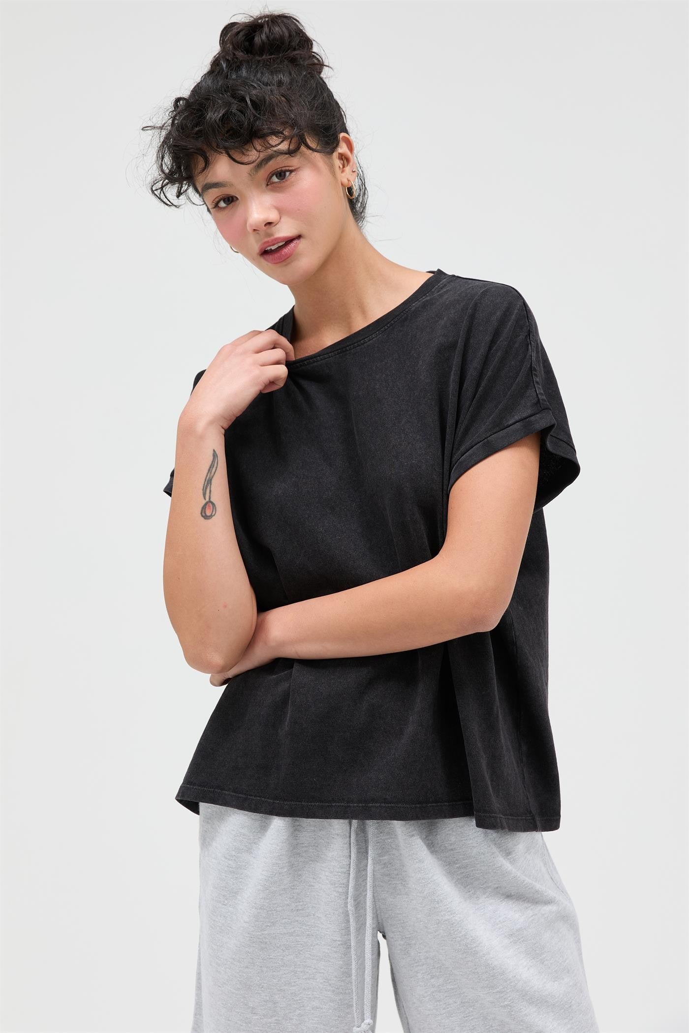 Black Mineral Wash Boxy Fit T-Shirt