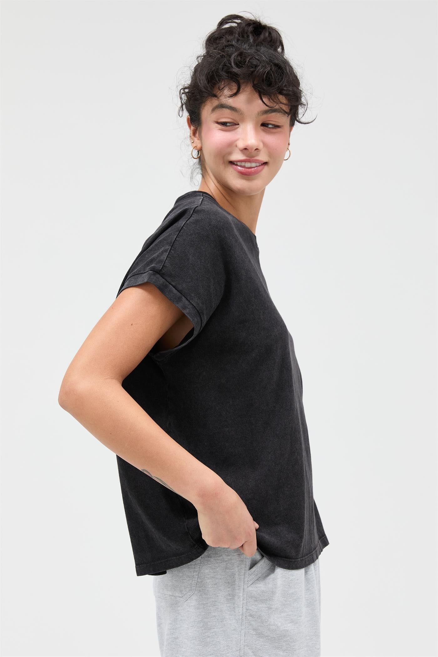 Black Mineral Wash Boxy Fit T-Shirt