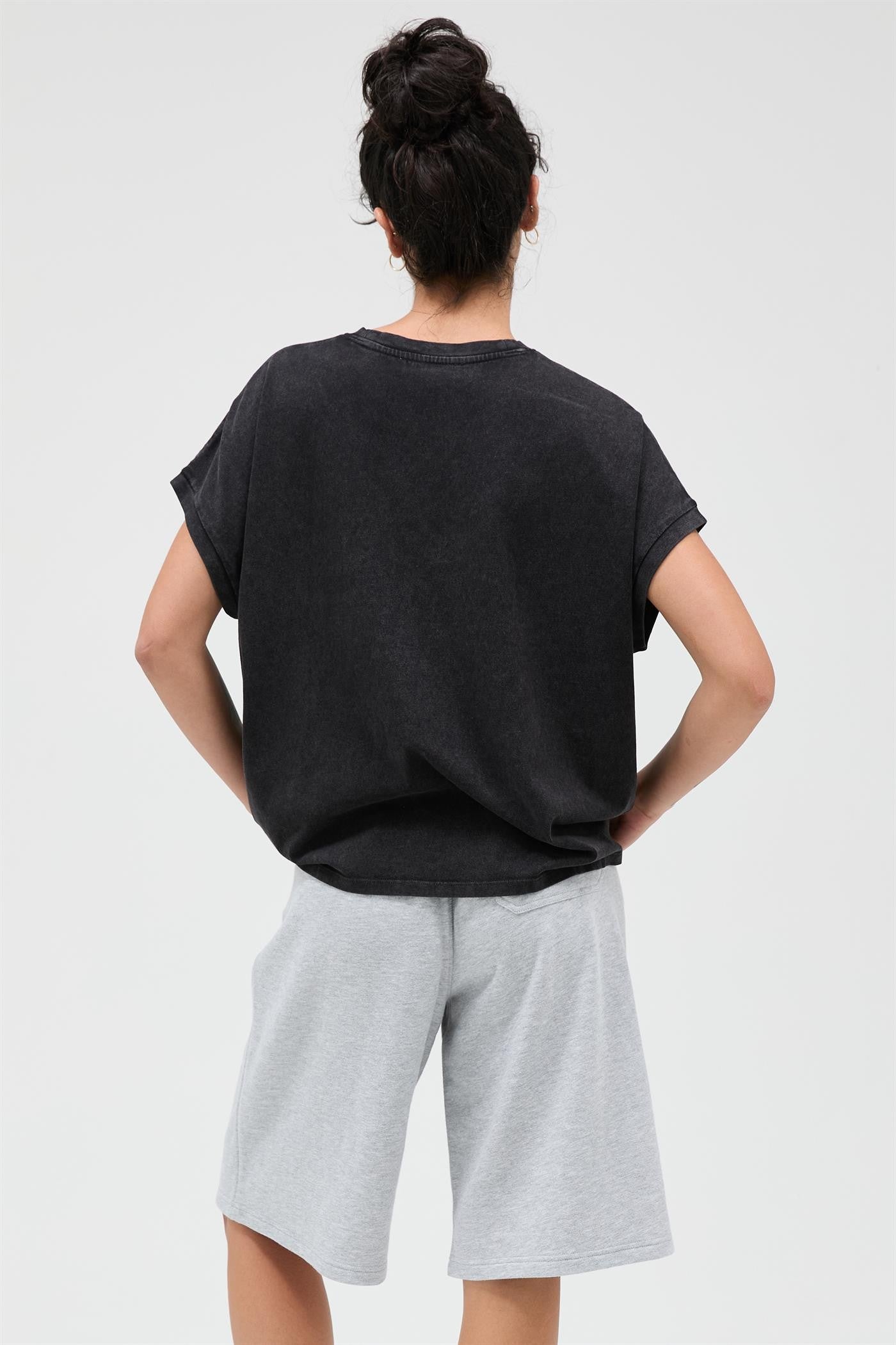 Black Mineral Wash Boxy Fit T-Shirt