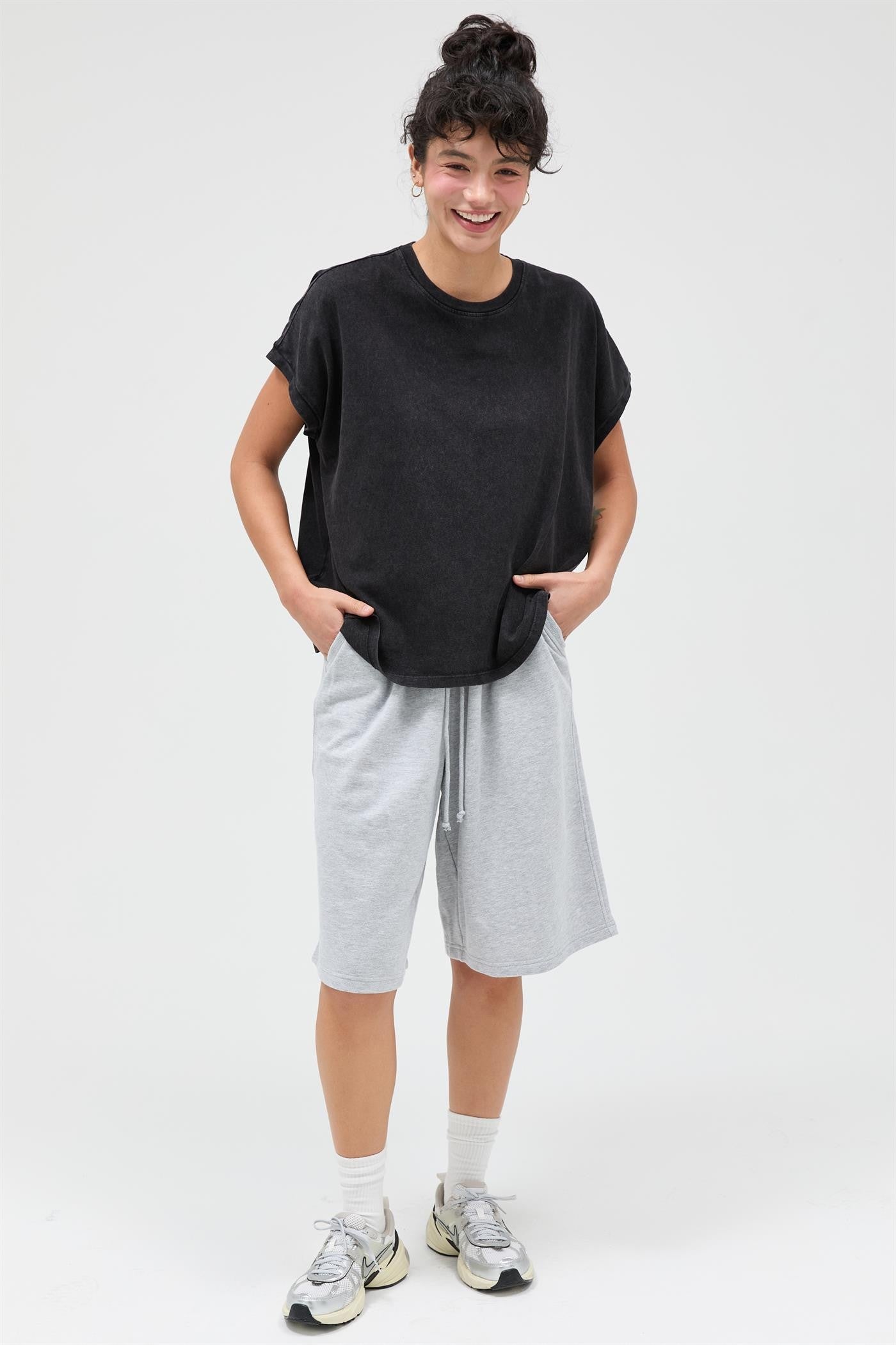 Black Mineral Wash Boxy Fit T-Shirt