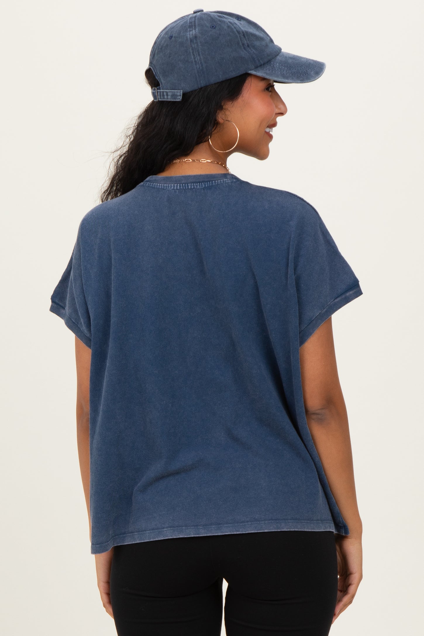 Navy Mineral Wash Boxy Fit Maternity T-Shirt