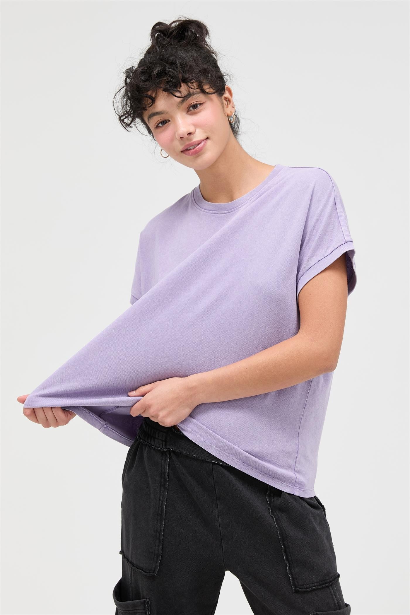 Dusty Purple Mineral Wash Boxy Fit T-Shirt