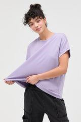 Dusty Purple Mineral Wash Boxy Fit T-Shirt