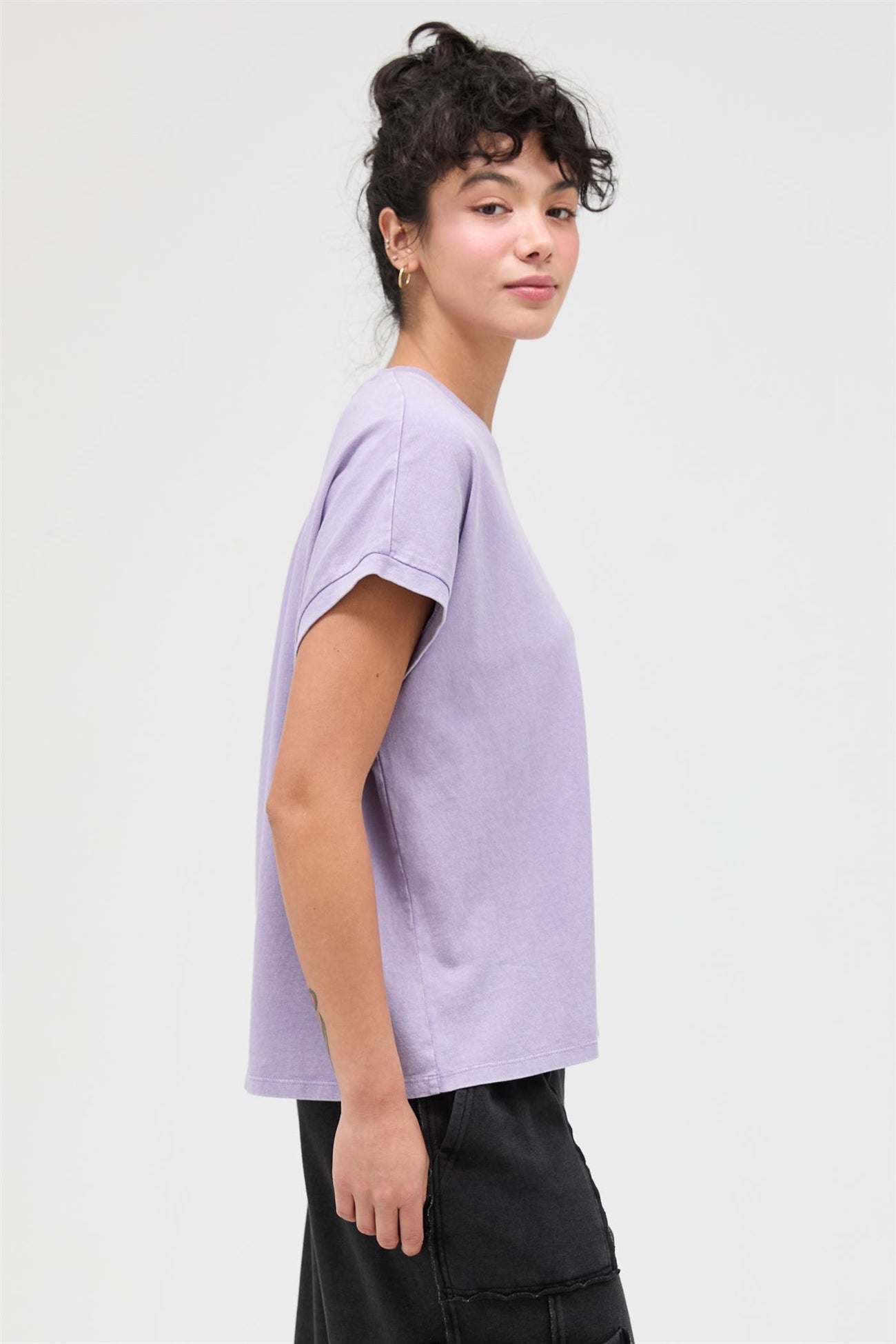 Dusty Purple Mineral Wash Boxy Fit T-Shirt