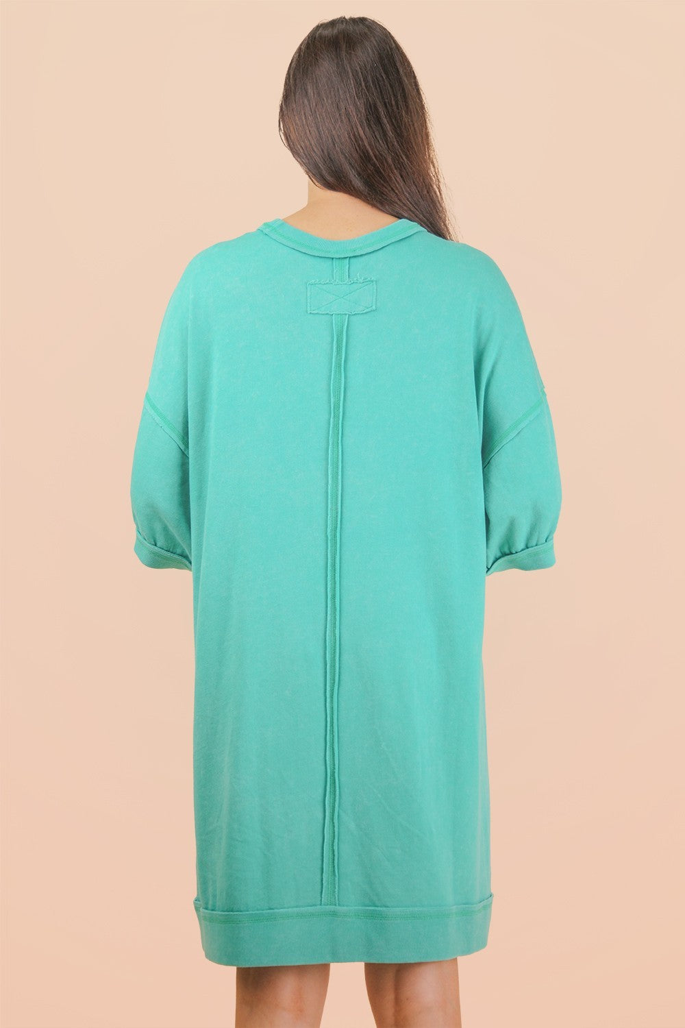 Seafoam Mineral Wash French Terry Knit T-Shirt Dress