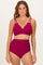 Burgundy Scalloped V-Neck High Waist Two-Piece Swimsuit