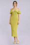 Citron Off Shoulder Lace Knit Midi Dress