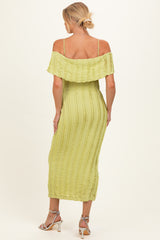 Citron Off Shoulder Lace Knit Maternity Midi Dress