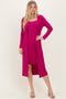 Magenta Ribbed Cardigan 2 Piece Set