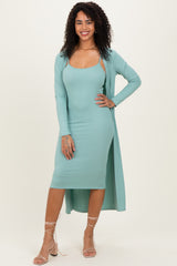 Sage Ribbed Cardigan 2 Piece Set