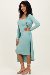 Sage Ribbed Cardigan 2 Piece Set