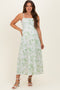 Light Green Floral Sleeveless Maternity Midi Dress