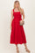 Red Linen Blend Sleeveless Midi Dress