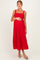 Red Linen Blend Sleeveless Maternity Midi Dress