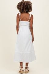 Ivory Linen Blend Sleeveless Maternity Midi Dress