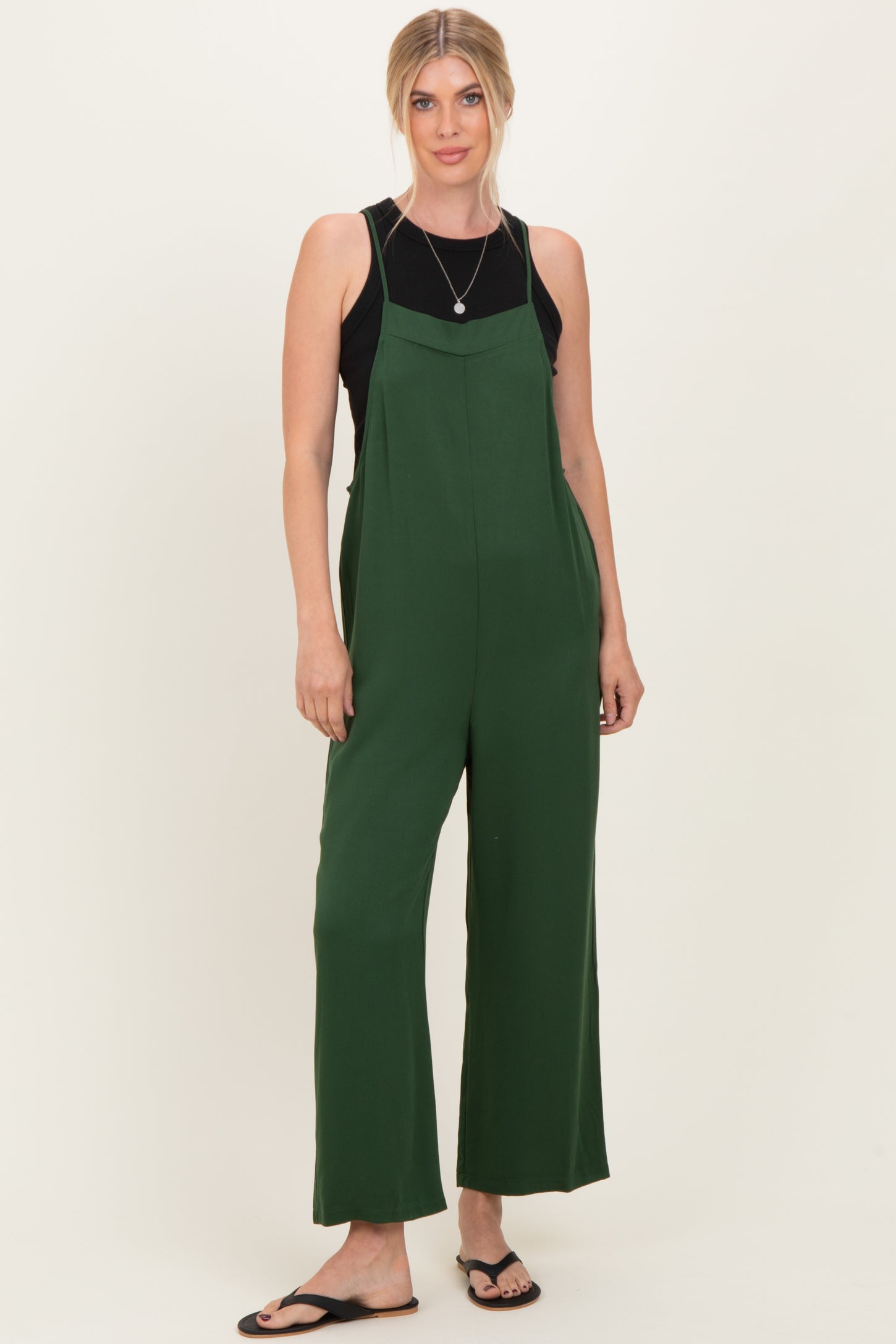 Army Green Wide Leg Maternity Jumpsuit