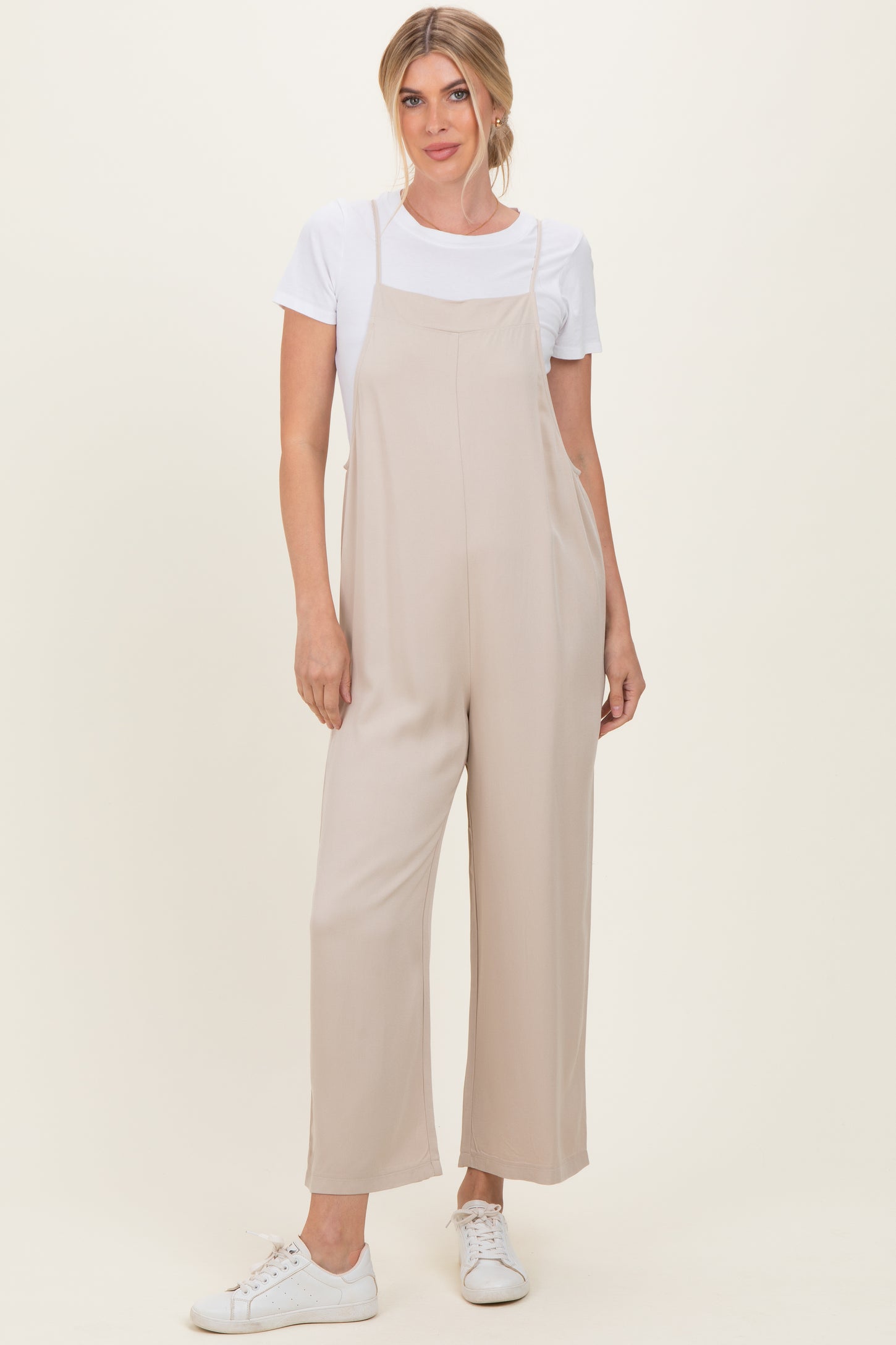 Sand Beige Wide Leg Jumpsuit