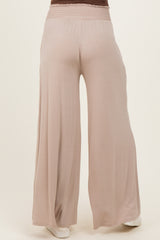 Ash Mocha Smocked Waist Wide Leg Maternity Pants