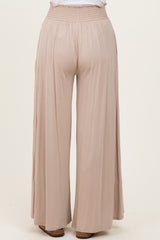 Ash Mocha Smocked Waist Wide Leg Pants