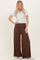 Brown Smocked Waist Wide Leg Pants