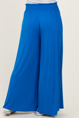 Blue Smocked Waist Wide Leg Pants