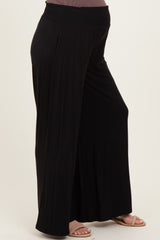 Black Smocked Waist Wide Leg Maternity Pants