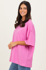 Candy Pink Cotton Oversized Tee