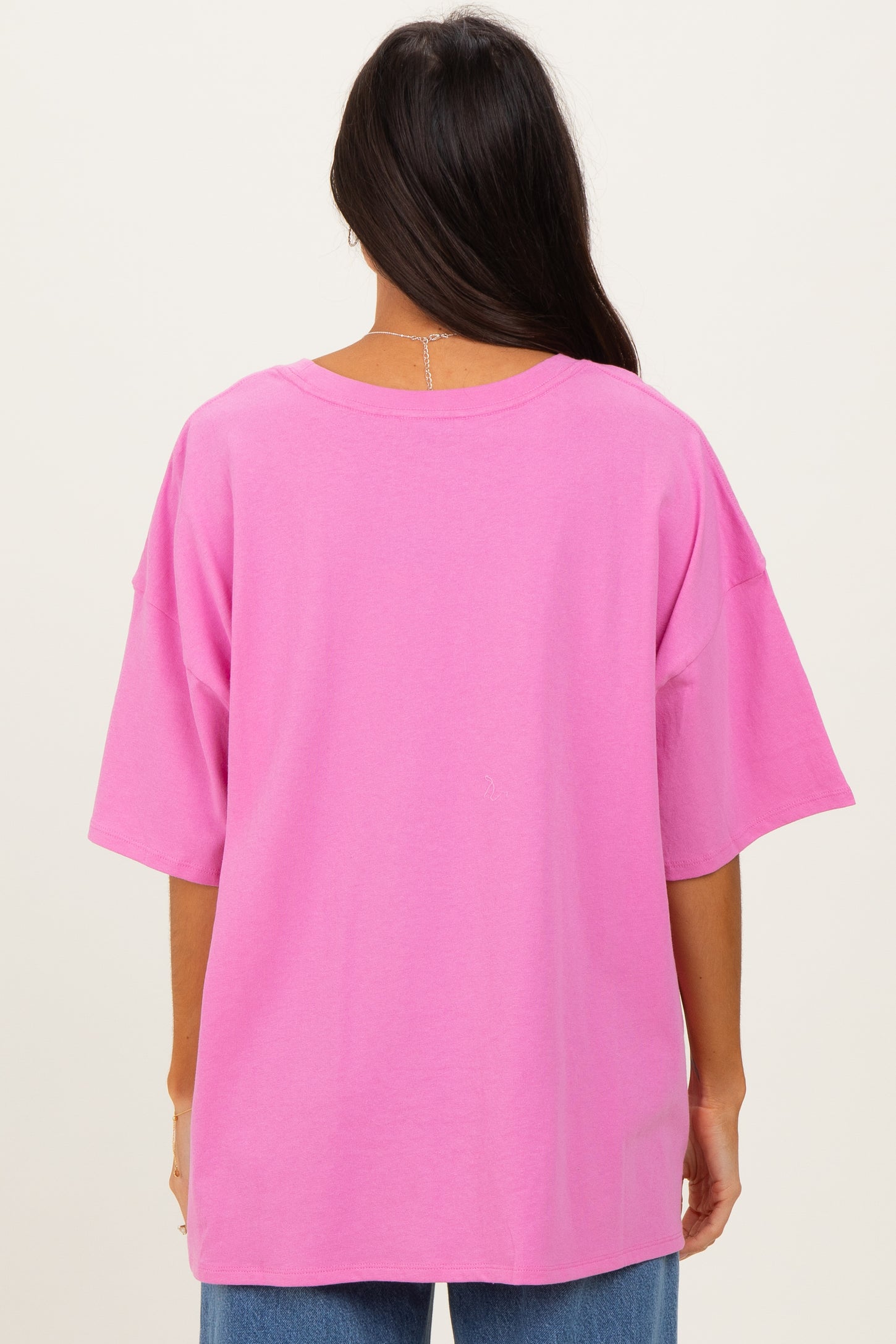 Candy Pink Cotton Oversized Tee