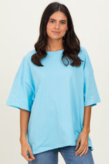 Sky Blue Cotton Oversized Tee