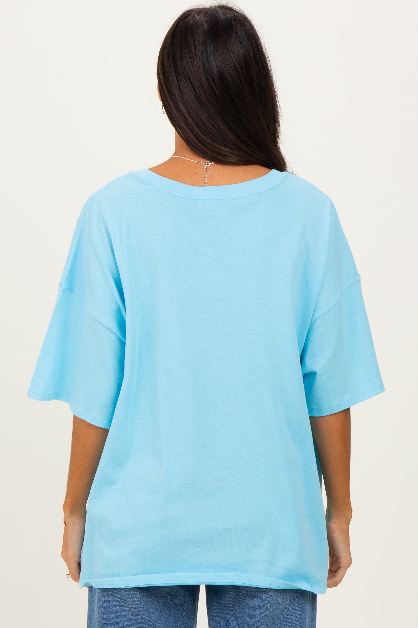 Sky Blue Cotton Oversized Tee