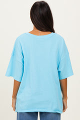 Sky Blue Cotton Oversized Tee