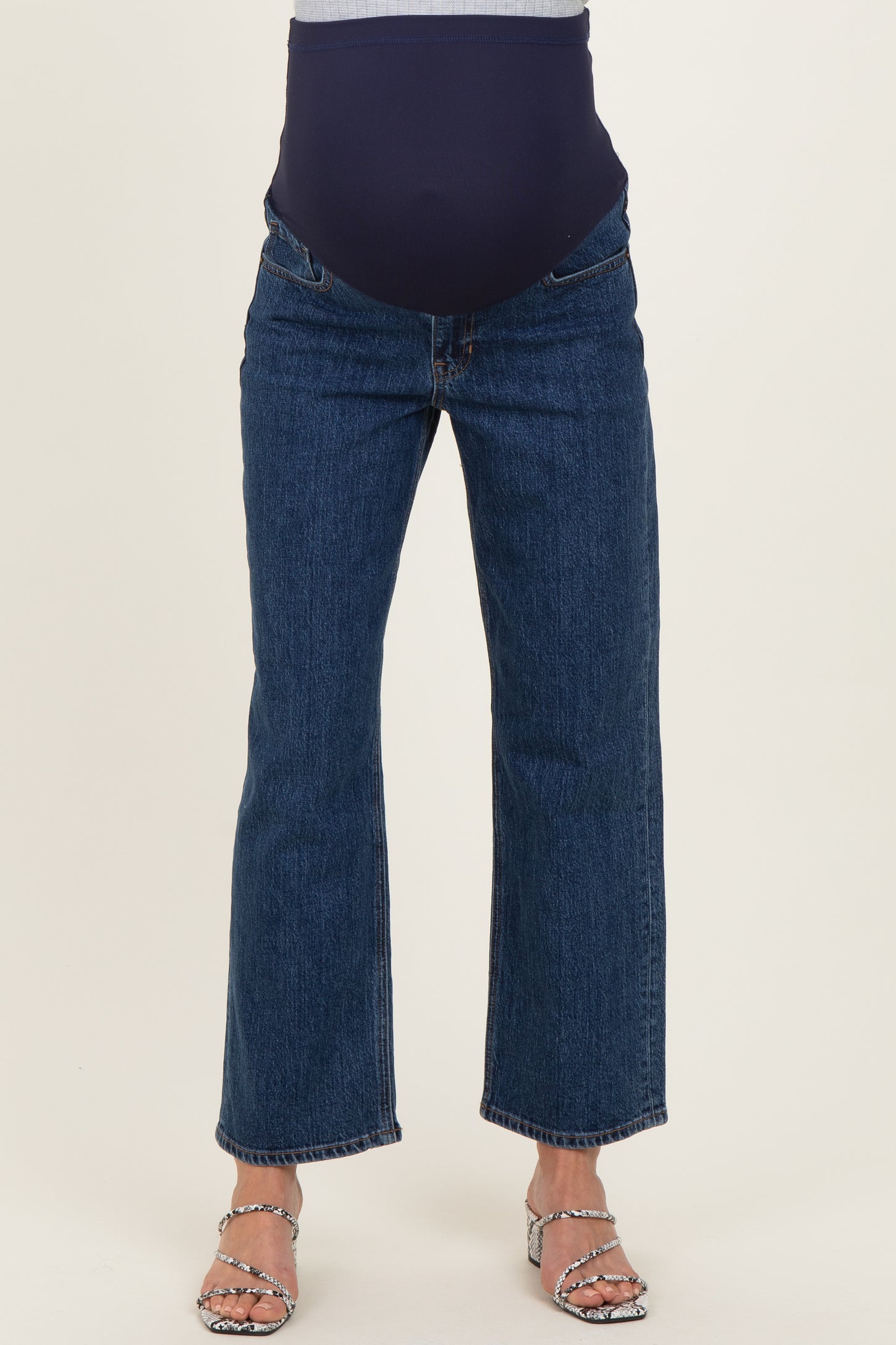 Dark Denim Full Length Straight Maternity Jeans