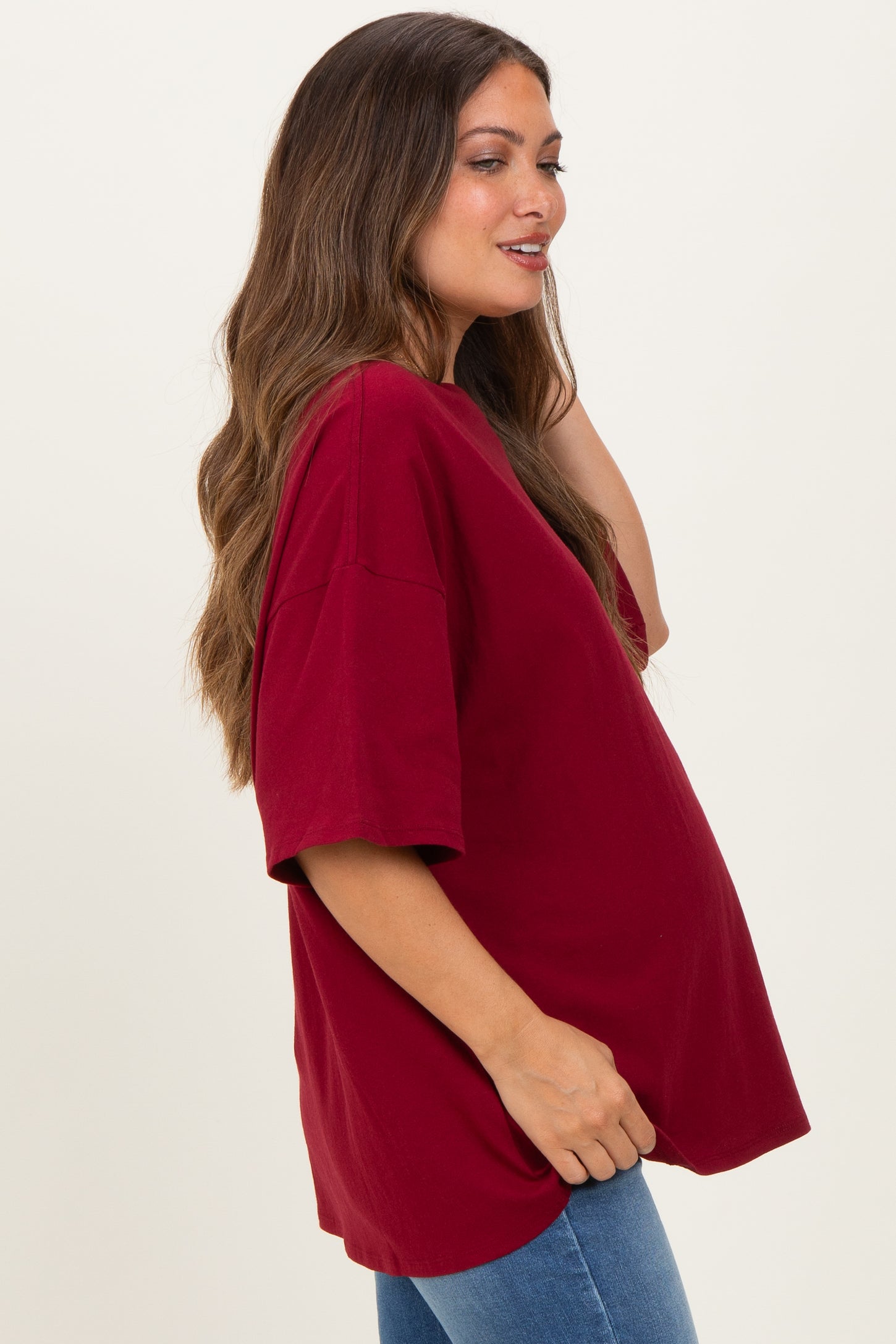 Cabernet Cotton Oversized Maternity Tee