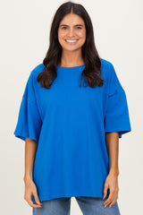Ocean Blue Cotton Oversized Maternity Tee