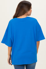 Ocean Blue Cotton Oversized Maternity Tee