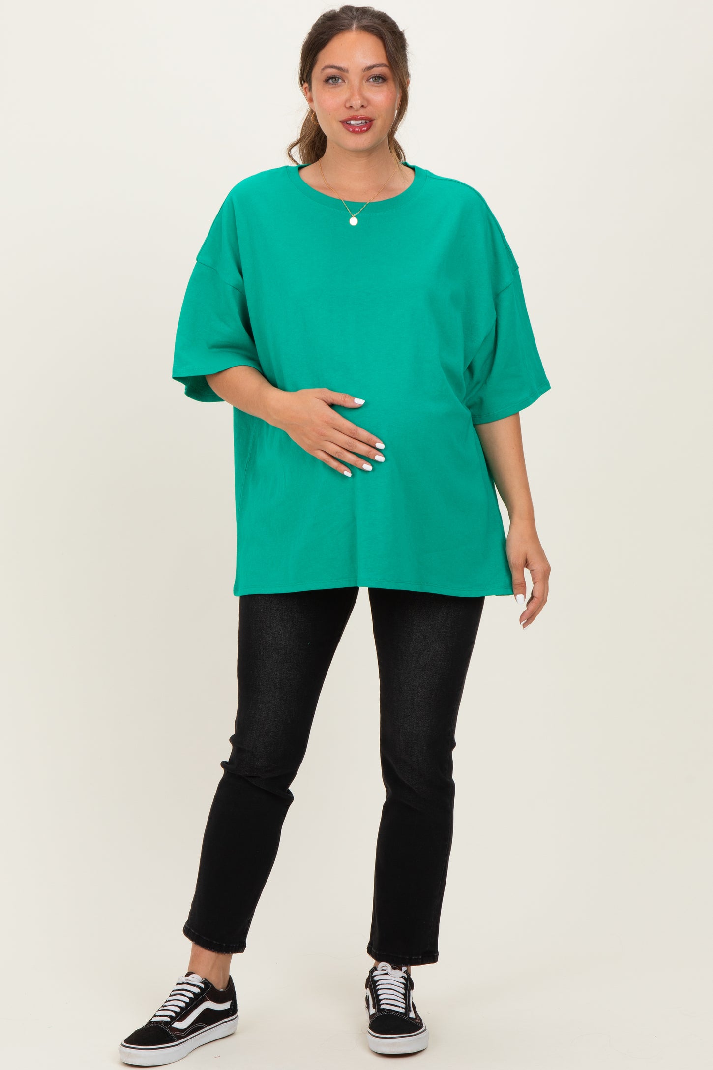 Kelly Green Cotton Oversized Maternity Tee