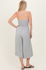 Heather Grey Double Layered Strapless Tube Top Jumpsuit