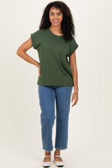 Army Green Rolled Short Sleeve Tee
