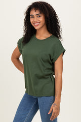 Army Green Rolled Short Sleeve Tee