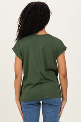 Army Green Rolled Short Sleeve Tee