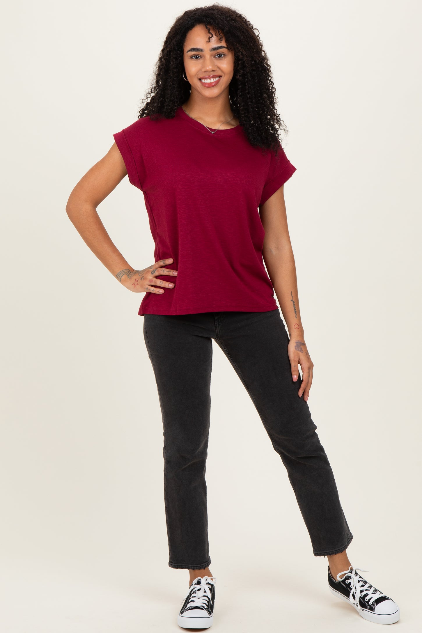 Cabernet Rolled Short Sleeve Tee